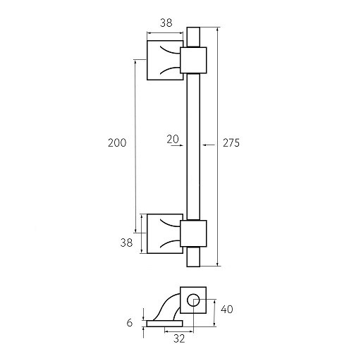 Ручка скоба Fratelli Cattini ALTO 275 мм (200 мм) CS матовый хром