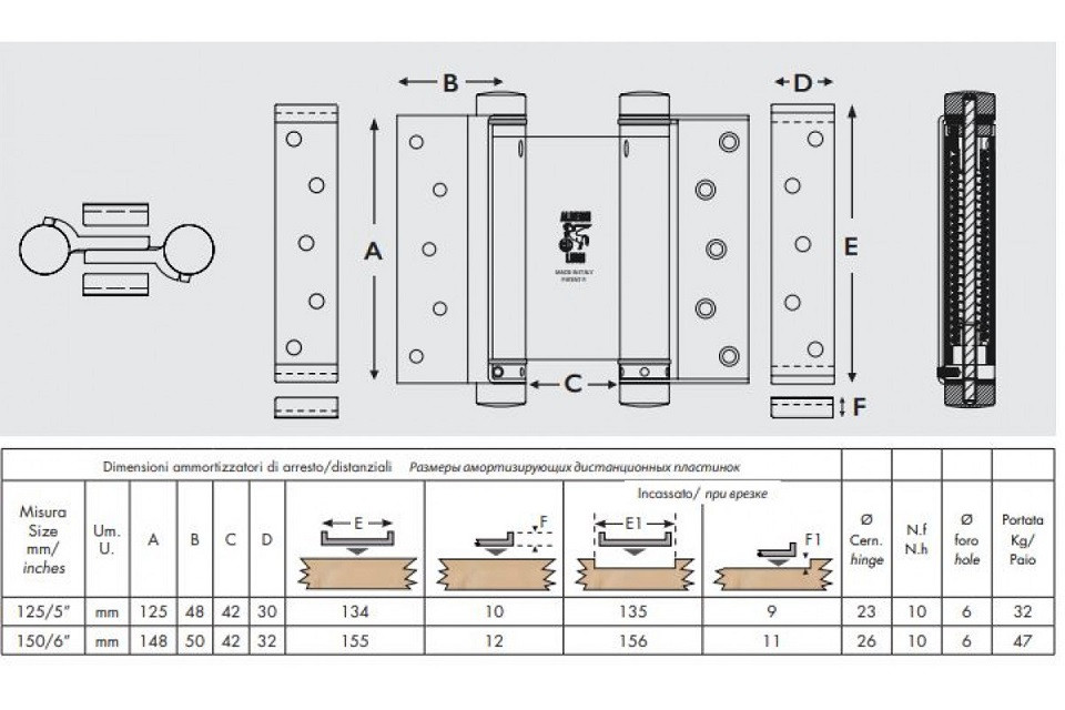 Дверная петля барная ALDEGHI 101NO150B 148x42x50 мм матовый черный