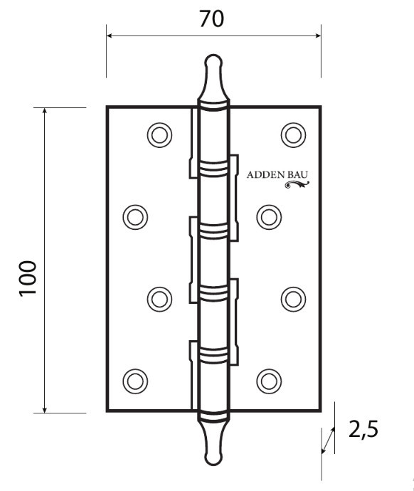 Петля универсальная ADDEN BAU 100X70X2.5 4W AGED SILVER Состаренное серебро