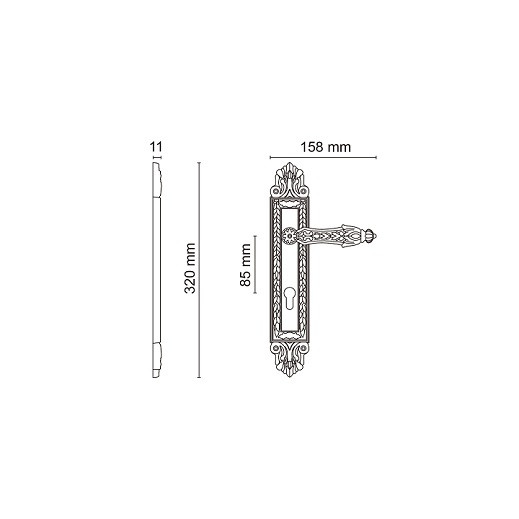 Дверная ручка на планке PORTA DI PARMA Arcadia 2718.11.CYL Матовый кофе