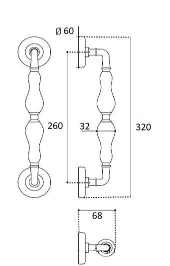 Ручка скоба Venezia MONTE CRISTO 320мм (260мм) D4 полированная латунь