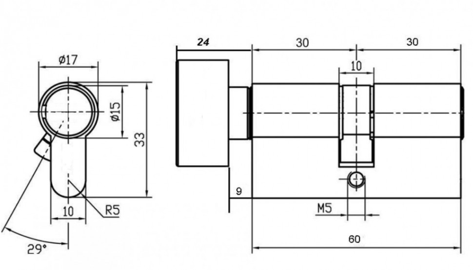 Цилиндр MORELLI ключ/вертушка (60 мм) 60CK AB Античная бронза