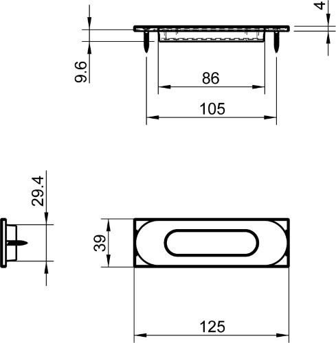 Ручка на раздвижные двери Tupai 4052-96 хром матовый