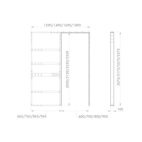 Пенал для скрытой раздвижной ARMADILLO системы SLD.Comfort-PENAL caseta 900/2300