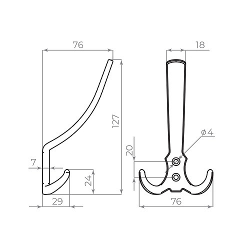 Крючок настенный AJAX MB-K-003 BL черный