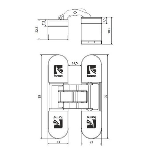 Скрытая петля FORME INVISIOF40.02 ПОЛИРОВАННАЯ ЛАТУНЬ
