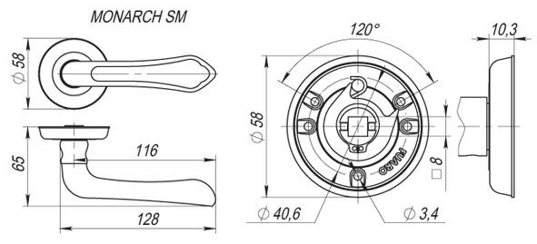 Ручка дверная FUARO MONARCH SM AB-7 Матовая бронза