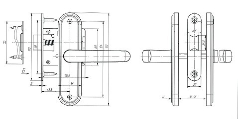 Защелка врезная АБСОЛЮТ ЗЩ1-45А черный