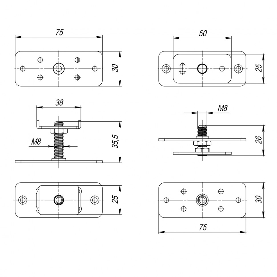 Комплект монтажных пластин для стационарного полотна ARMADILLO Comfort-PRO/Telescope