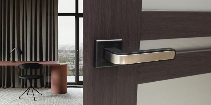 Ручка дверная ADDEN BAU Quadro PIEZA Q360 BLACK / MAT NICKEL черный/ матовый никель