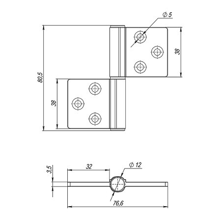 Петля универсальная флажковая ARMADILLO FL.IN3800.UR FSG флорентийское золото