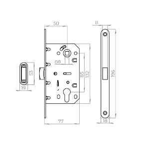 Замок межкомнатный под цилиндр AJAX MAGNLN85-50 SN матовый никель