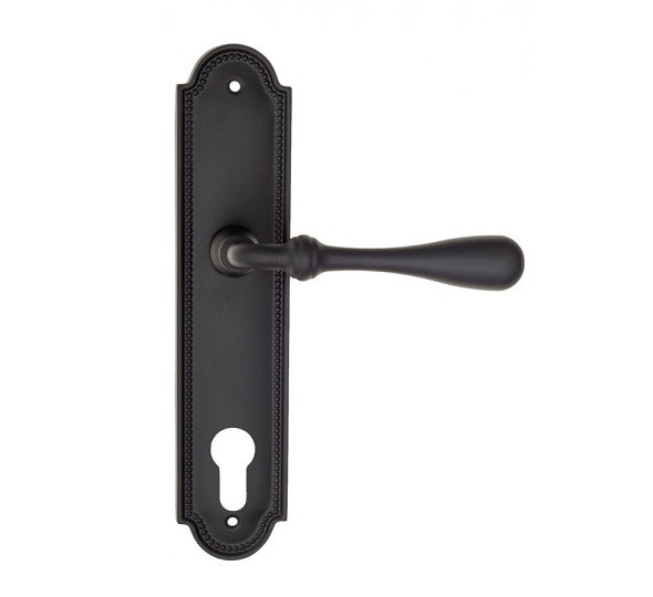 Дверная ручка на планке Fratelli Cattini RETRO CYL PL248-NM матовый черный