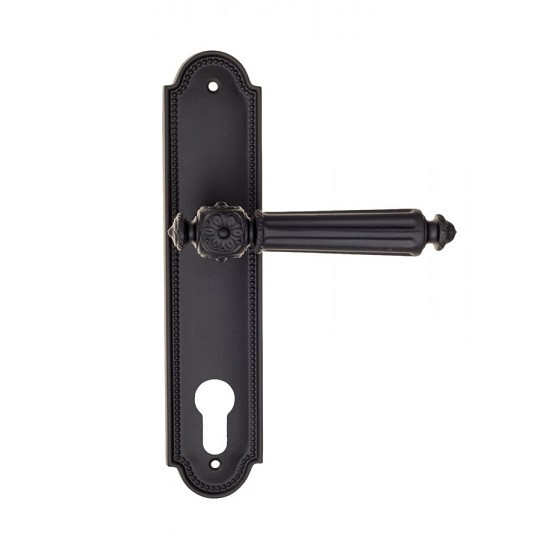 Дверная ручка на планке Fratelli Cattini TORCELLO CYL PL248-NM матовый черный