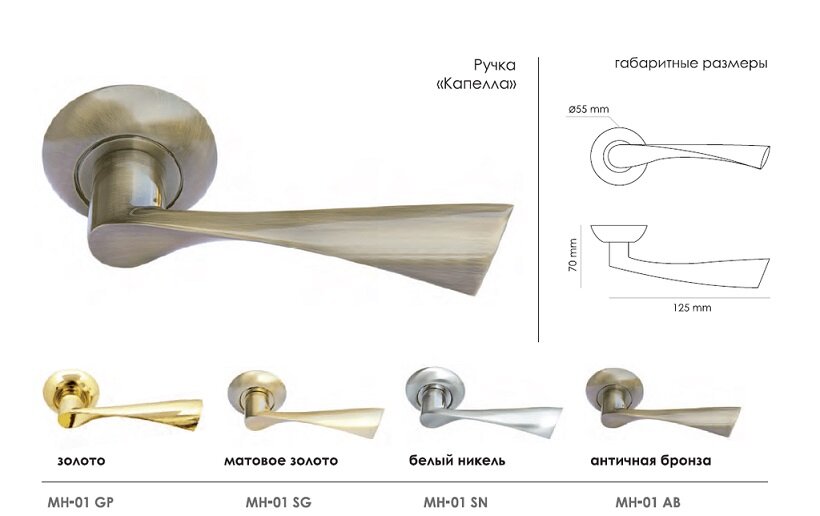 Ручка дверная MORELLI DIY MH-01 SN белый никель