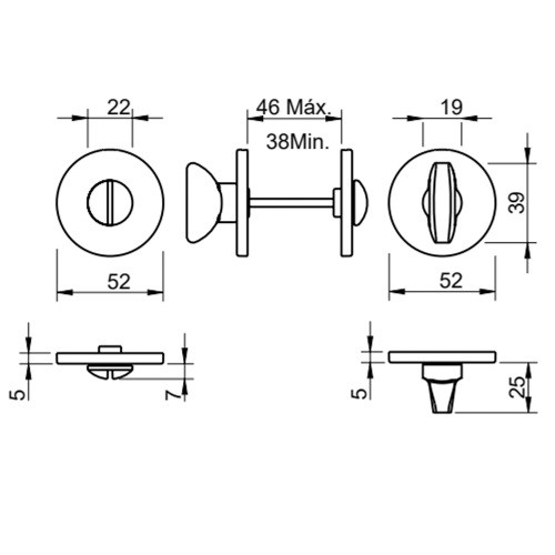 Завертка сантехническая TUPAi 4041 R 5S-208 матовое золото