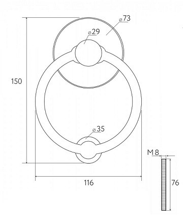 Дверная стучалка Fratelli Cattini ROCCA 110 мм NM матовый черный