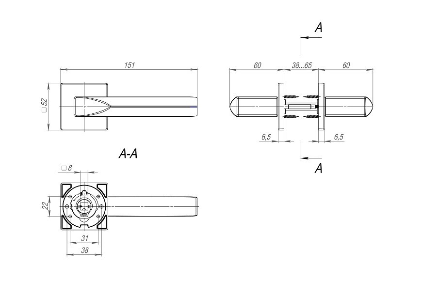 Ручка дверная FUARO PRIZMA SL CP-8 хром