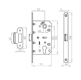 Замок межкомнатный под цилиндр AJAX PLASTLP85-50 ВL черный