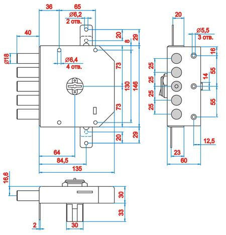 Замок накладной ЭЛЬБОР Гранит 1.06.52.КМА медный антик