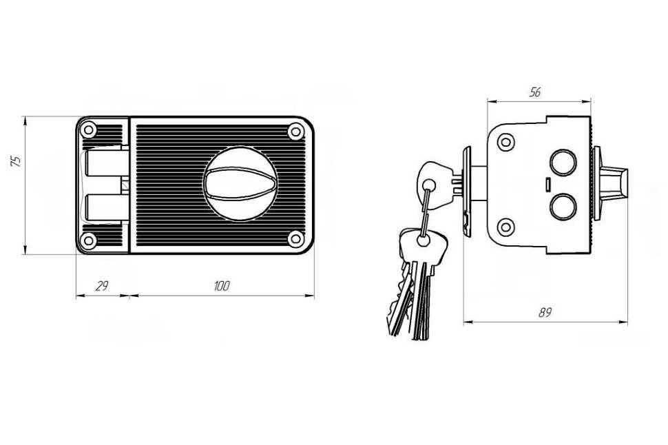 Замок накладной ЗЕНИТ ЗН 1-3 бронза
