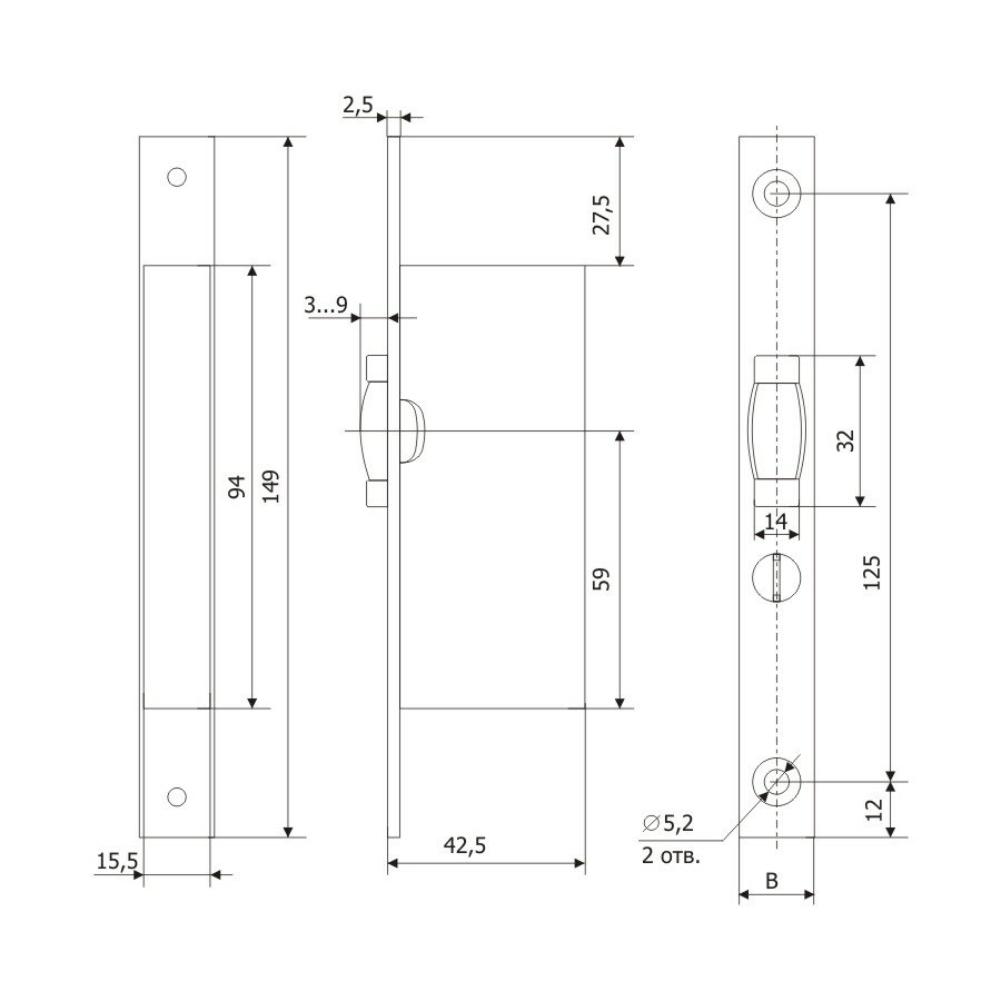 Защелка узкопрофильная ГАРДИАН PROFI 25.1P.24