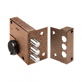 Замок накладной сувальдный ЭЛЬБОР Кремень 1.04.51.МА медный антик