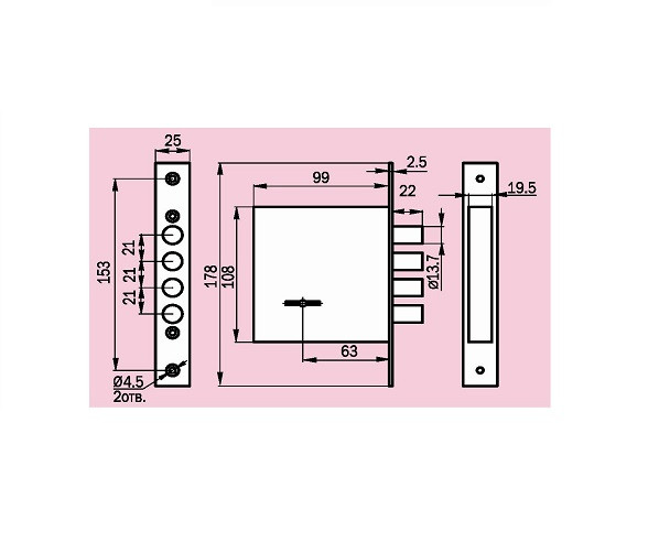 Замок врезной сувальдный САМ ЗВ8-8М/13 без ответной планки 3 кл /81000/