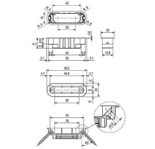 Защелка магнитная под цилиндр RUCETTI RM1885 BL Черный