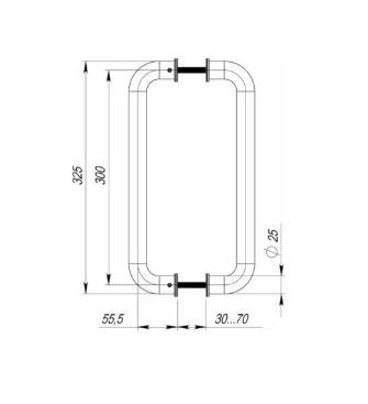Ручка-скоба PALIDORE PH-2201/25/300/INOX/M8х140