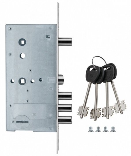 Замок врезной ГАРДИАН ЗВ 50.15 сувальдный с задвижкой и защёлкой 4 кл. (длинный кл. 59 мм) /123:015/