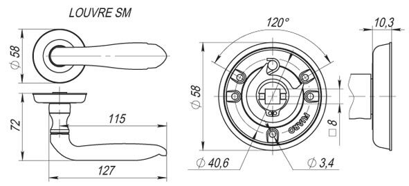 Ручка дверная FUARO LOUVRE SM AB-7 Матовая бронза