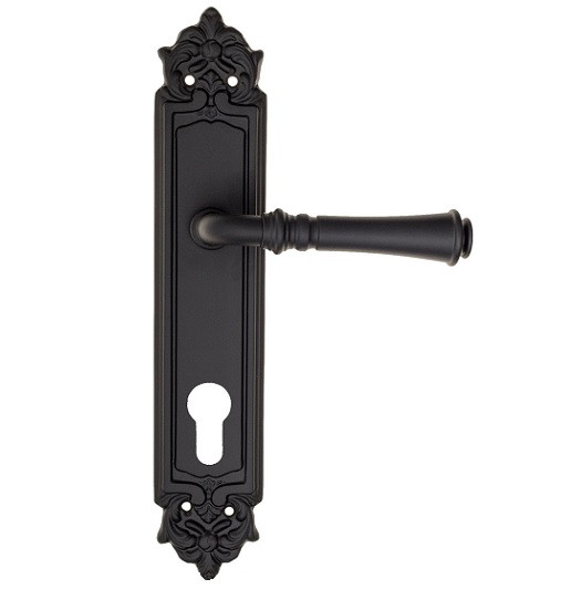 Дверная ручка на планке Fratelli Cattini GRACIA CYL PL96-NM матовый черный