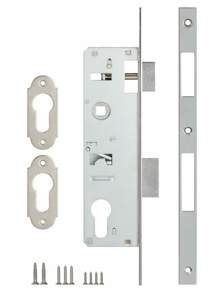 Корпус узкопрофильного замка с защёлкой KALE KILIT 153/P 30 mm w/b никель