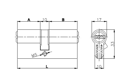 Цилиндровый механизм с вертушкой KALE KILIT 164 OBS SCE/72 (30+10+32) mm латунь 5 кл.