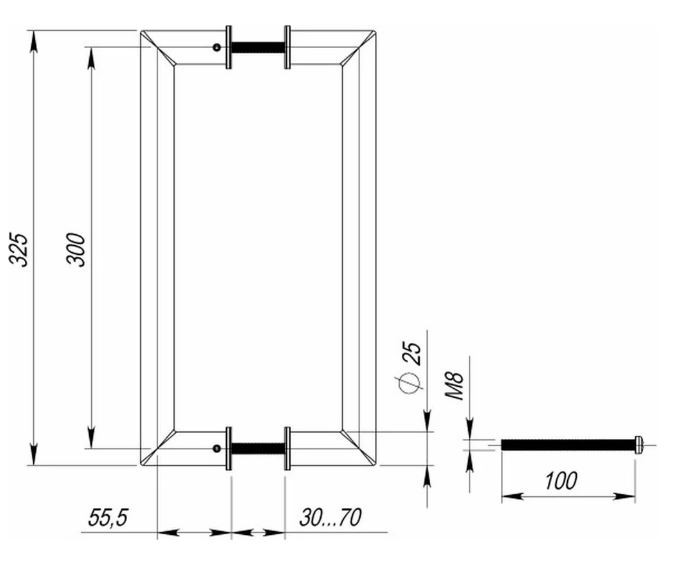Ручка-скоба PALIDORE PH-2202/25/300/INOX/M8х140