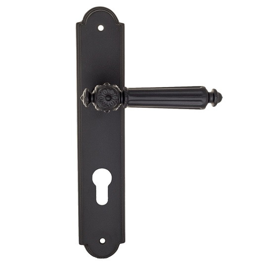 Дверная ручка на планке Fratelli Cattini TORCELLO CYL PL257-NM матовый черный