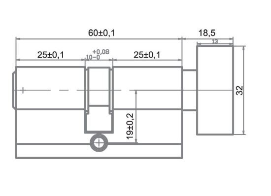 Цилиндр RENZ INCS 60-H Black ключ-вертушка черный