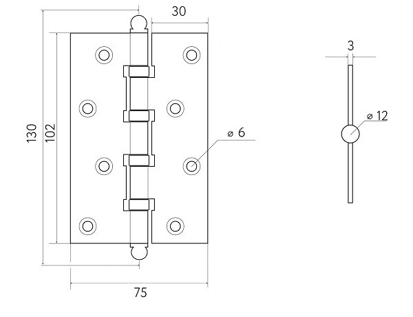Петля универсальная Fratelli Cattini CR102 102x75x3 BY матовая бронза