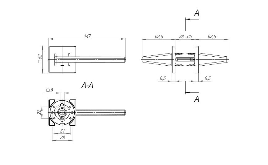 Ручка дверная FUARO PRIME SL CP-8 Хром