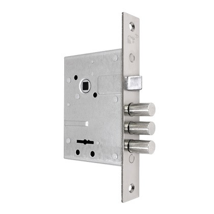 Замок врезной сувальдный с защёлкой в комплекте с ручкой САМ ЗВ9-8/13 черный муар 3 кл /76704/