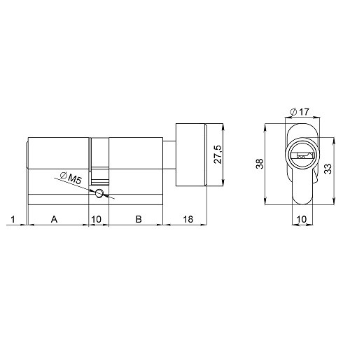 Цилиндровый механизм с вертушкой FUARO (200 ZM/90) 2000ZM Knob 90 (35+10+45) BL-24 черный 5Key