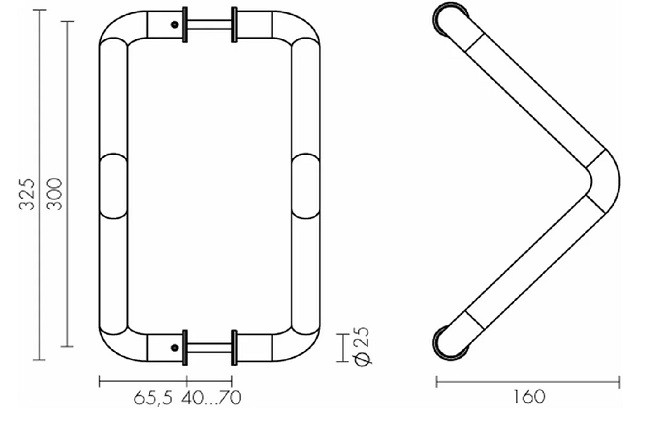 Ручка-скоба PALIDORE PH-2203/25/300/INOX/M8х140