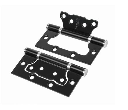 Петля накладная без врезки RENZ IN100-2BBFH B/CPбезВР 100*75*2,5 черный/хром блестящий 2 шт