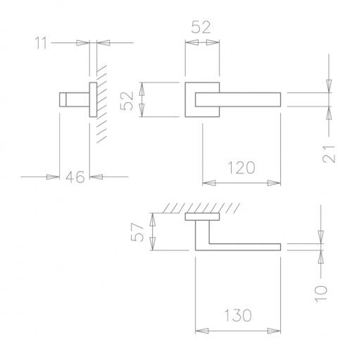 Ручка дверная Tupai 2275 Q-96 Square Special полотно 60 мм хром матовый
