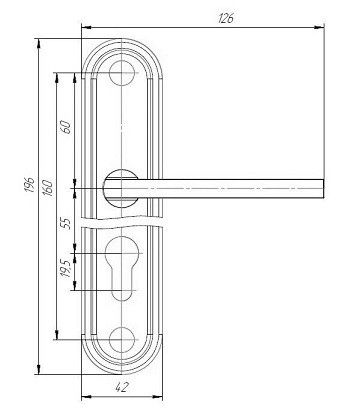 Замок врезной цилиндровый с защёлкой в комплекте с ручкой АБСОЛЮТ ЗВ4-3/09Р медь 4 кл