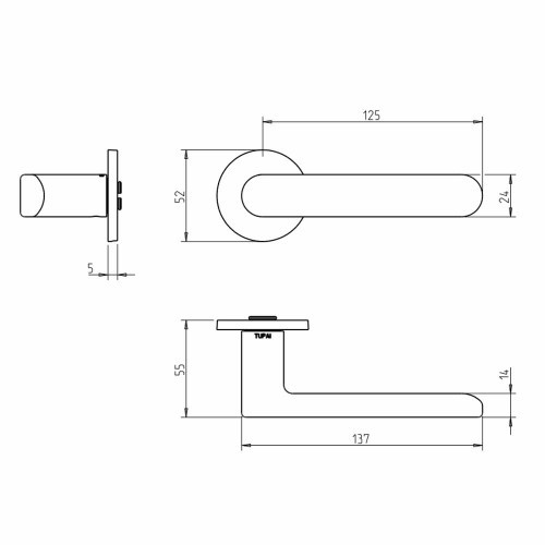 Ручка дверная Tupai 3957 5S-208 матовое золото