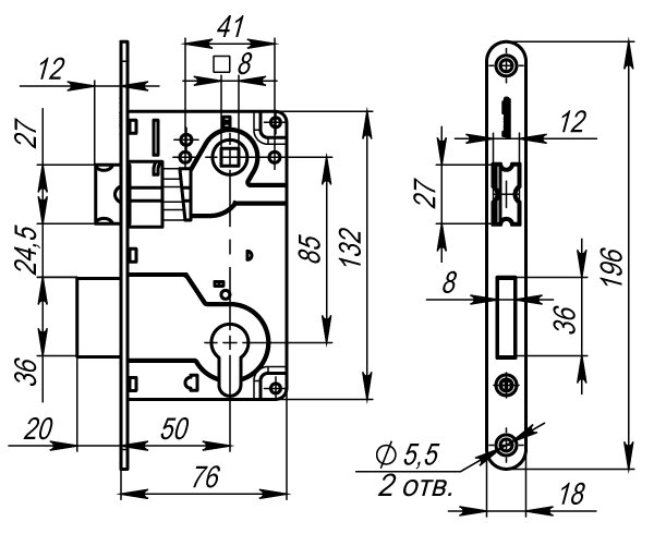 Замок межкомнатный под цилиндр ARMADILLO LH 25-50 GP BOX ригель и защёлка латунь