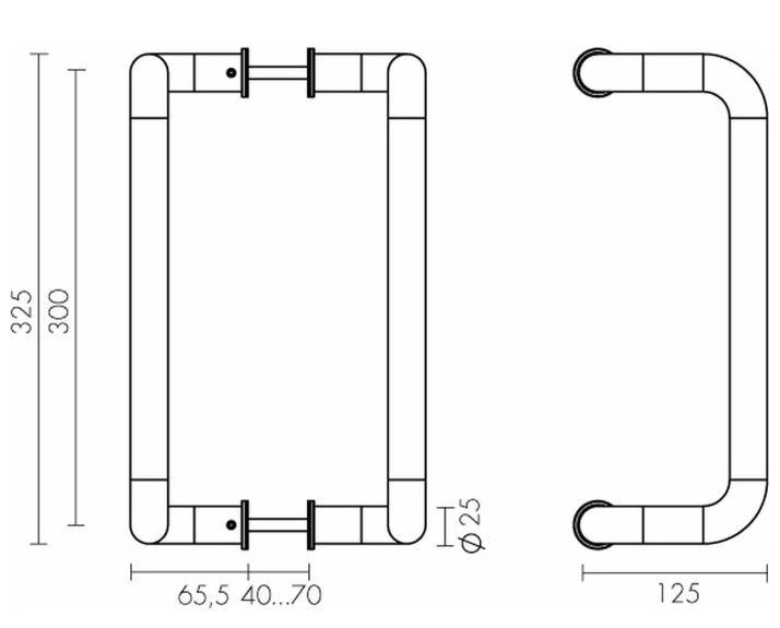 Ручка-скоба PALIDORE PH-2205/25/300/INOX/M8х140
