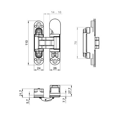 Петля скрытой установки ARMADILLO U3D1901.VPG BL черный TECH